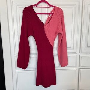 Elegant Two-Tone Knit Dress
